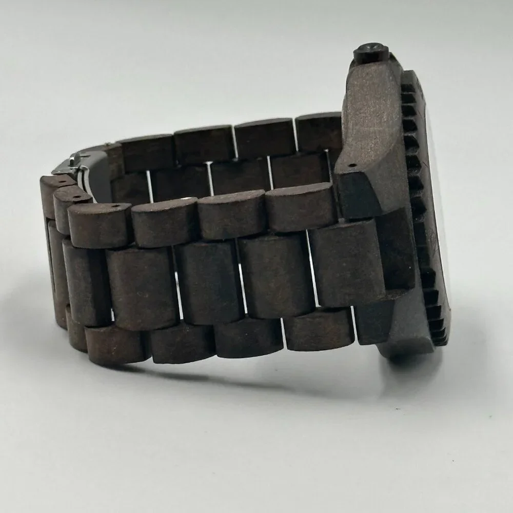 Bewell Thanatos Watch Men Dark Brown Wooden Date Window 47MM Dial New Battery